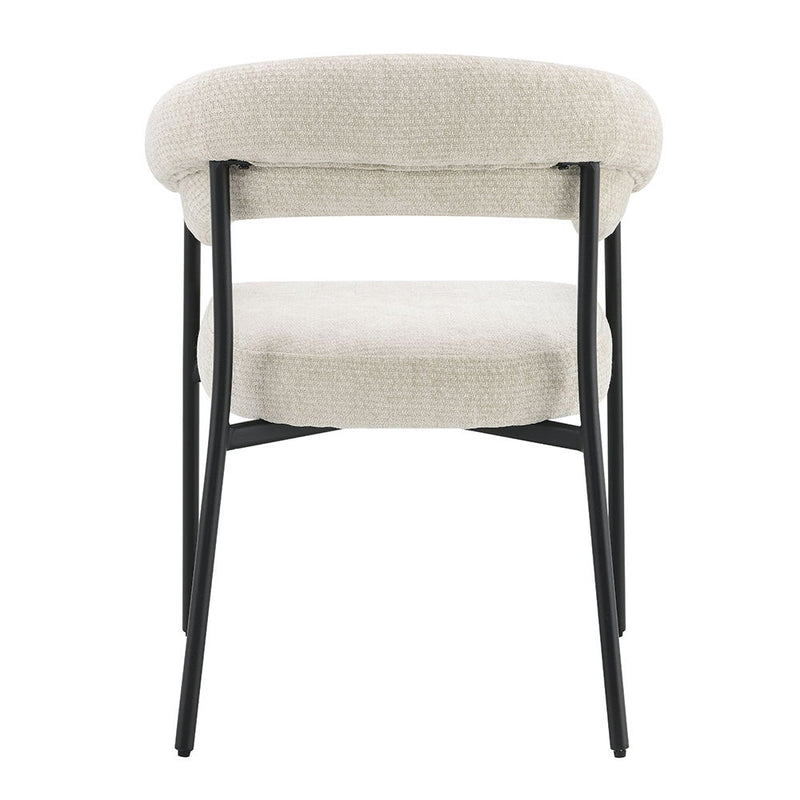 Jirina - Chenille Arm Chair (Set of 2) - Beige & Black - R&R Furniture Gallery (Fountain Valley, CA)