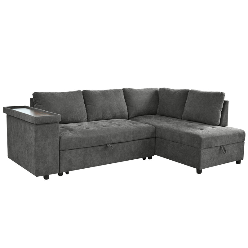 L Shaped Couch With Pull Out Bed And Storage Sectional Sleeper Sofa With Hidden Storage, Wide Armrest With Storage, For Living Room, Apartment, Bedroom, Office - R&R Furniture Gallery (Fountain Valley, CA)