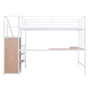 Loft Bed With Desk And Grid, Stylish Frame With Lateral Storage Ladder And Wardrobe - R&R Furniture Gallery (Fountain Valley, CA)