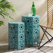 Noble House Eliana side table with a sleek wooden top and metal frame, modern design suitable for living rooms.