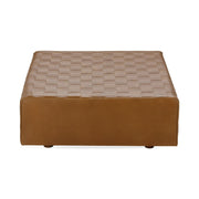 Aristo - Leather Square Ottoman - Autum Maple - R&R Furniture Gallery (Fountain Valley, CA)