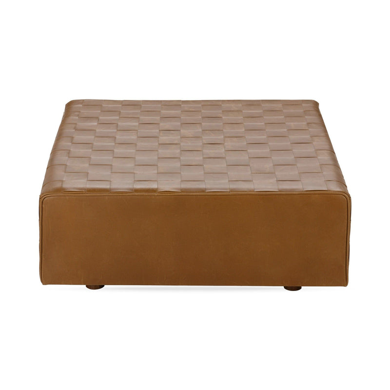 Aristo - Leather Square Ottoman - Autum Maple - R&R Furniture Gallery (Fountain Valley, CA)