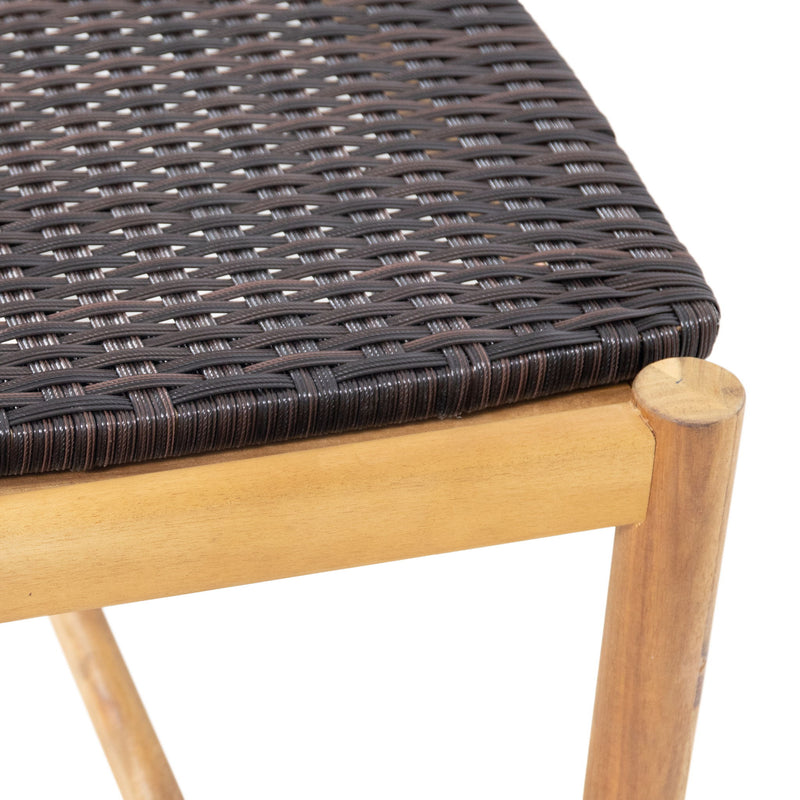 Rustic Teak Cambria 3-Seater Bench by Noble House, natural wood finish with sturdy design, ideal for indoor or outdoor seating.
