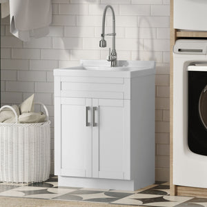 Hennessy - Deluxe Laundry Utility Sink And Cabinet - White