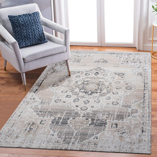 Payas - 6' X 9' Medallion Area Rug - Cream / Beige - R&R Furniture Gallery (Fountain Valley, CA)