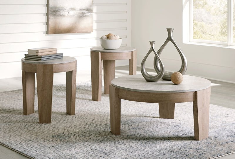 Guystone - Occasional Table Set (Set of 3) - Light Brown - R&R Furniture Gallery (Fountain Valley, CA)