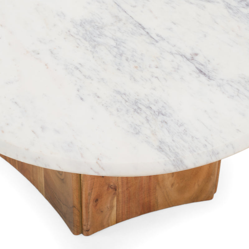 Dillinger - Modern White Marble + Mango Wood Coffee Table — view 2