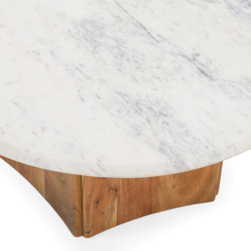 Dillinger - Modern White Marble + Mango Wood Coffee Table — view 2