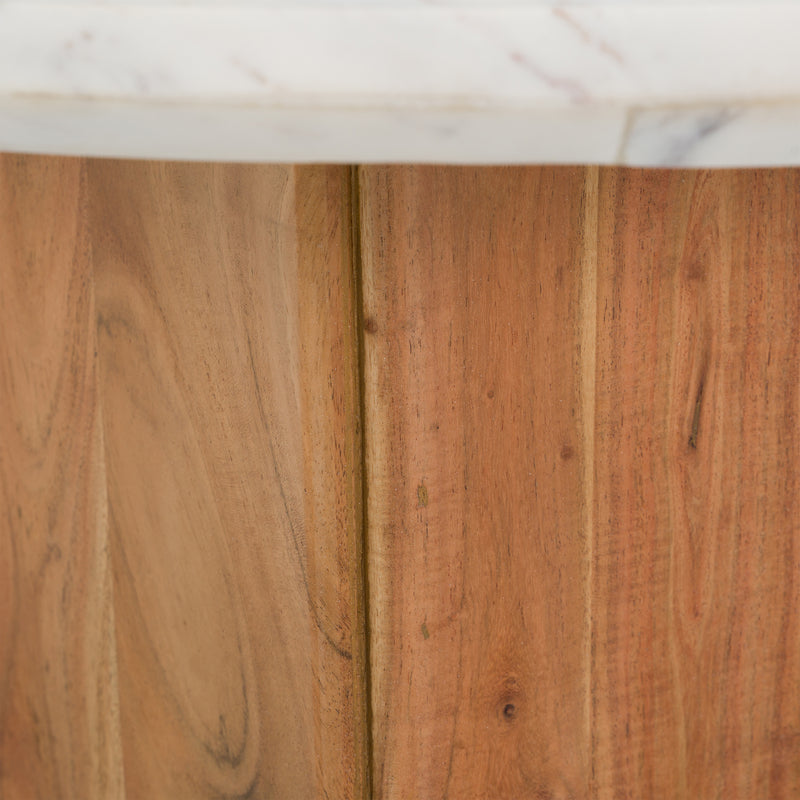 Dillinger - Modern White Marble + Mango Wood Coffee Table — view 3