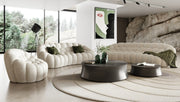 Yolonda - Modern Curved Off-White Fabric Sofa Set — view 5
