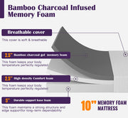 Nasturtium 10" Twin Bamboo Charcoal Infused Memory Foam - R&R Furniture Gallery (Fountain Valley, CA)