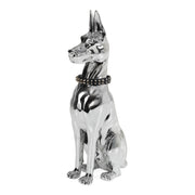 Doberman Dog - Silver Fiberglass Sculpture — view 3