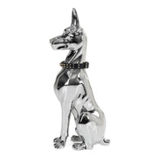 Doberman Dog - Silver Fiberglass Sculpture — view 4