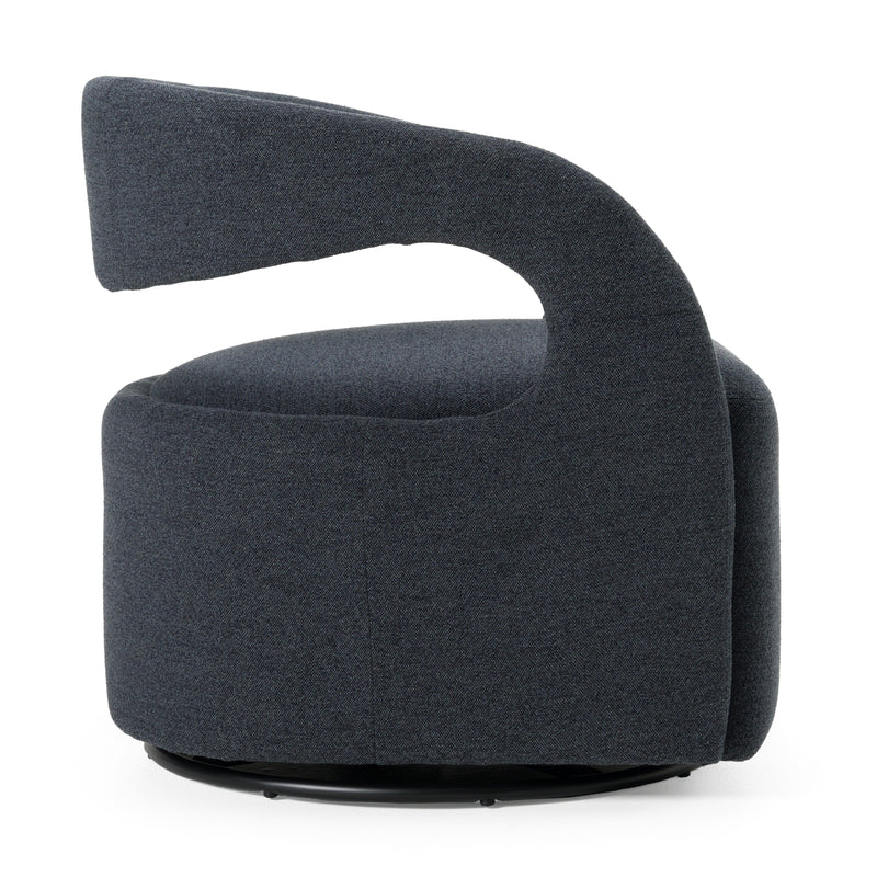 Dowsett - Modern Charcoal Fabric Swivel Accent Chair — view 2