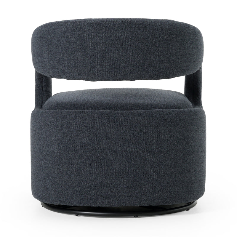 Dowsett - Modern Charcoal Fabric Swivel Accent Chair — view 3