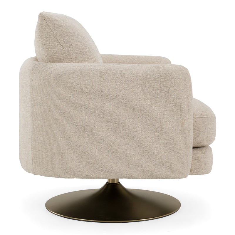 Doyle - Modern Cream Fabric + Gold Accent Chair — view 2
