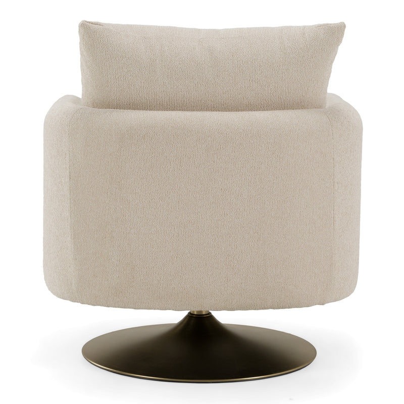 Doyle - Modern Cream Fabric + Gold Accent Chair — view 3
