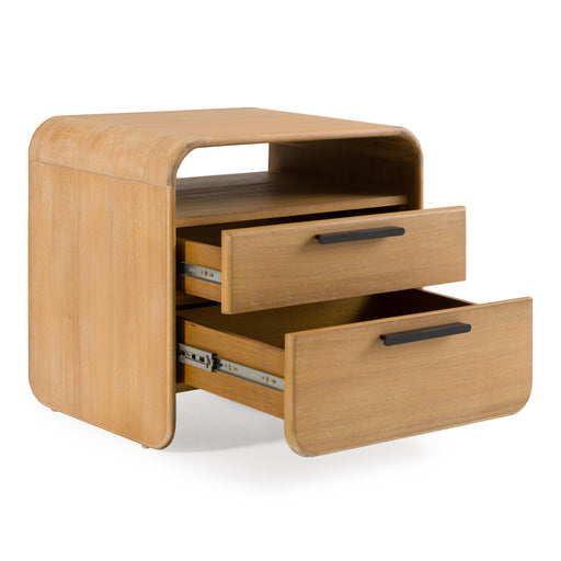 Dresden - Modern Natural Acacia 2-Drawer Nightstand — view 2