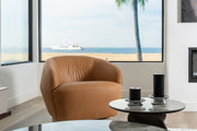 Agatha - Modern Tan Leather Swivel Accent Chair — view 4