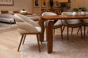 Michael - Mid-Century Modern Beige Vegan Leather + Walnut Dining Chair — view 2