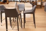 Halo - Modern Grey Saddle Leather Counter Stool