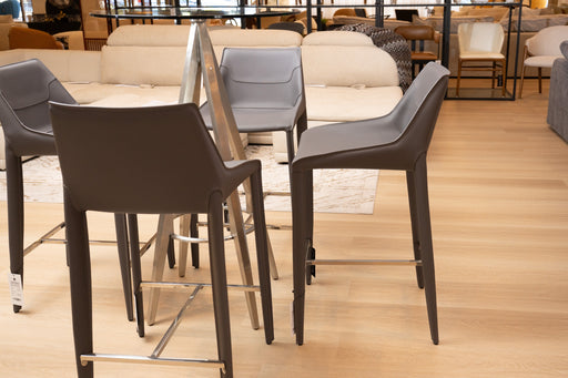 Halo - Modern Grey Saddle Leather Counter Stool