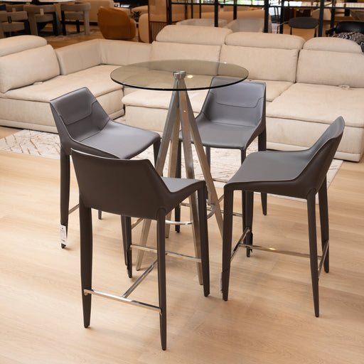 Halo - Modern Grey Saddle Leather Counter Stool — view 2