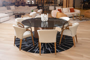 Kaye - Modern Walnut + Glass 71" Round Dining Table — view 4