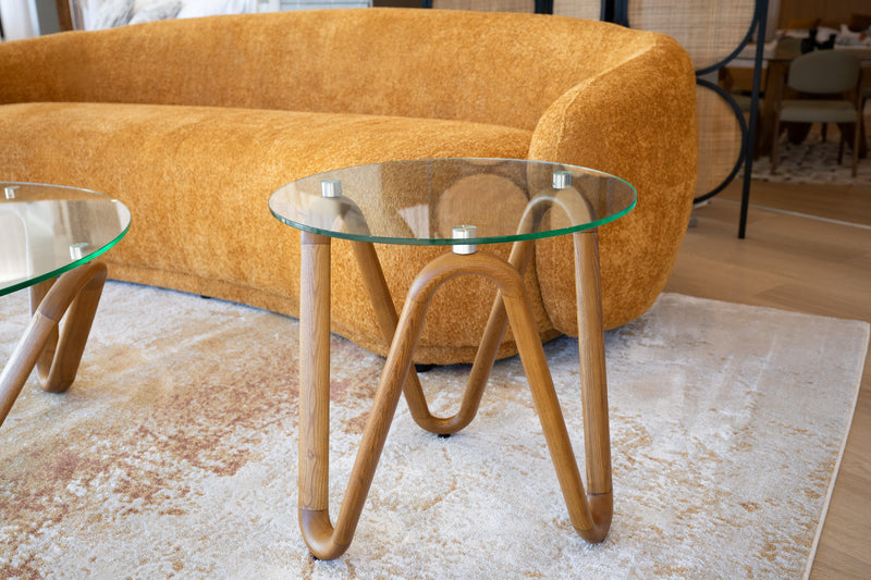 Lassen - Modern Glass & Walnut End Table — view 2