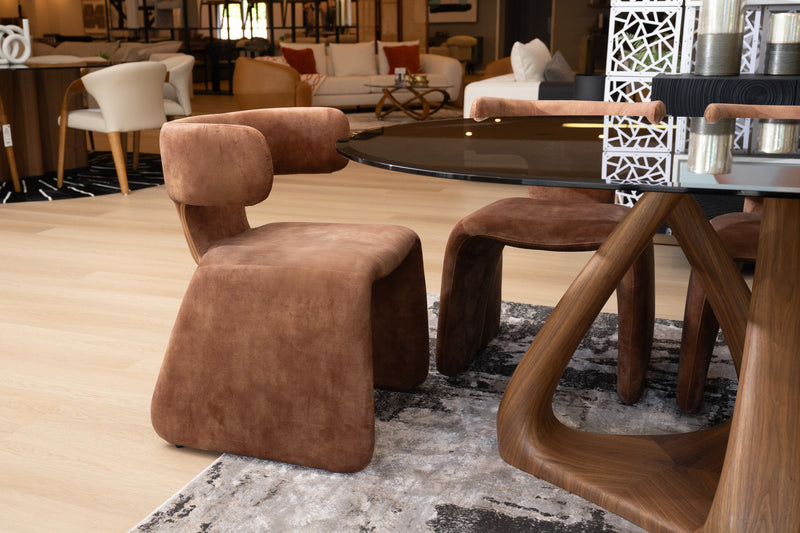Bergman - Modern Camel Velvet Dining Chair — view 2
