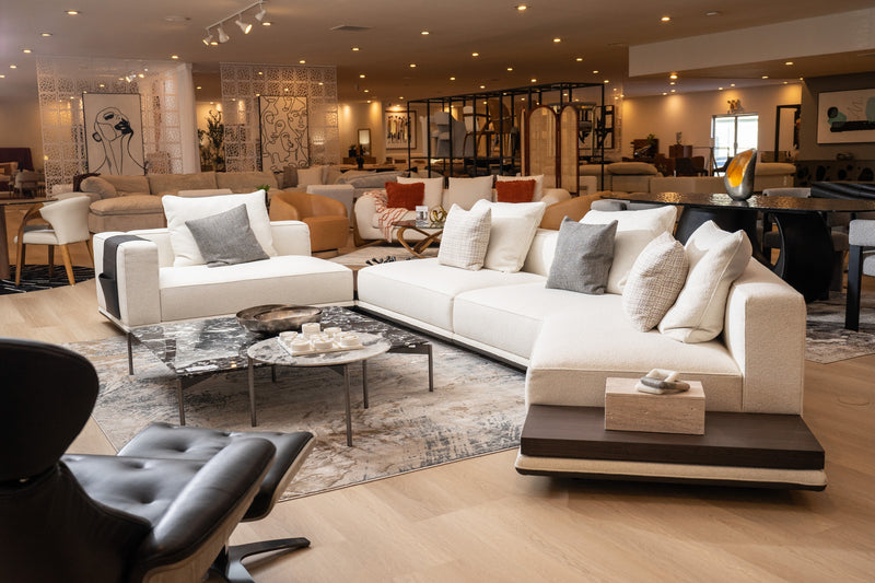 Siret - Modern Ivory Fabric Modular Sectional Sofa W/ Coffee Table — view 2