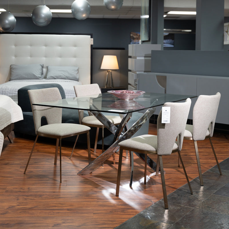 Pyrite Modern Rectangular Glass Dining Table — view 5