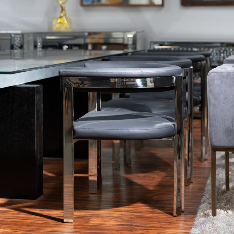 Pontiac - Modern Black Vegan Leather and Stainless Steel Dining Chair — view 2
