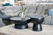 Akron - Modern Black & White Faux Marble Round Coffee Table — view 5