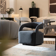 Dowsett - Modern Charcoal Fabric Swivel Accent Chair — view 5