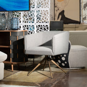 Riaglow - Contemporary Dark Grey Fabric Dining Chair — view 3