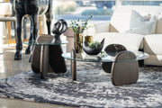 Buxton - Mid-Century Modern Glass + Dark Walnut Coffee Table