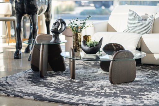 Buxton - Mid-Century Modern Glass + Dark Walnut Coffee Table