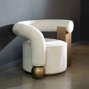 Tranquil - Contemporary Beige Fabric + Antique Brass Accent Chair — view 5