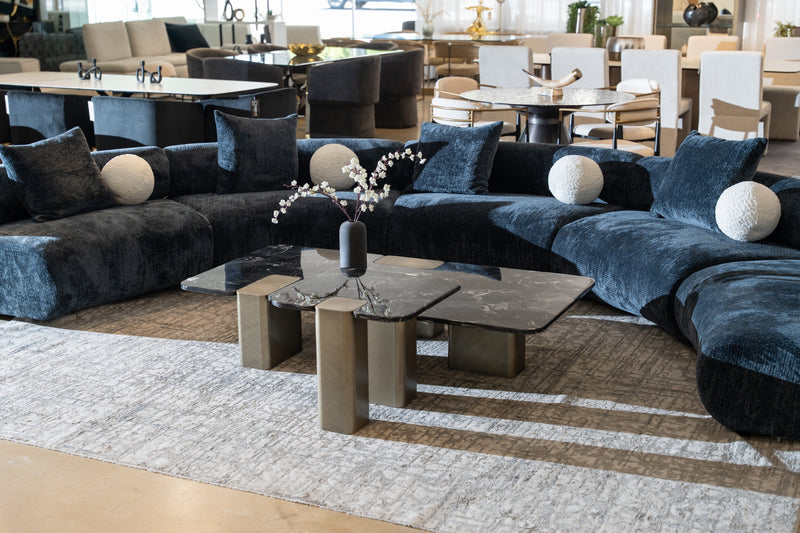 Quest - Modern Black Rose Marble + Antique Brass Coffee Table — view 5