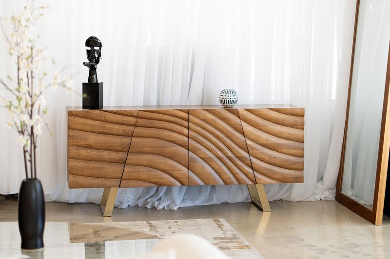 Finley Mid-Century Walnut & Gold Buffet — view 3