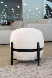 Fouston - Contemporary White Sherpa Pouf