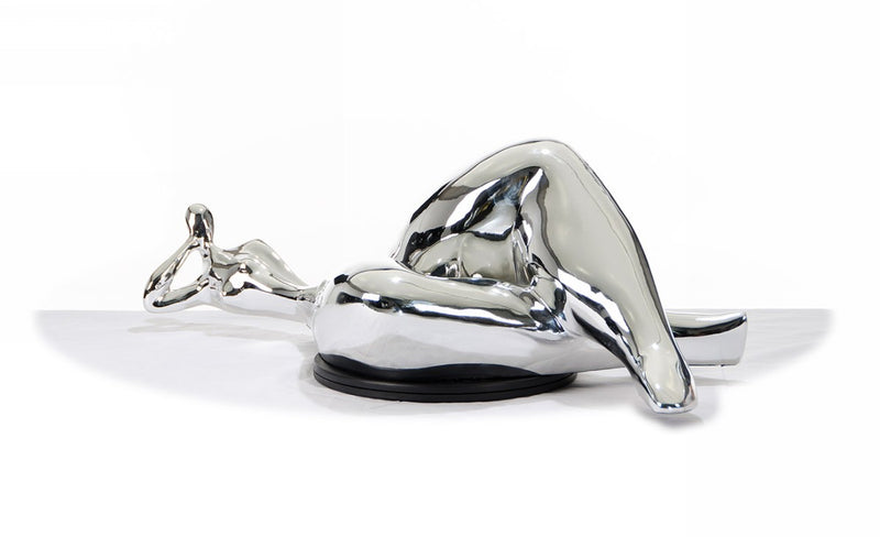 SZ0228 Modern Silver Napping Lady Sculpture — view 3