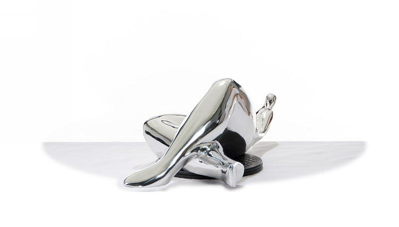 SZ0228 Modern Silver Napping Lady Sculpture — view 4