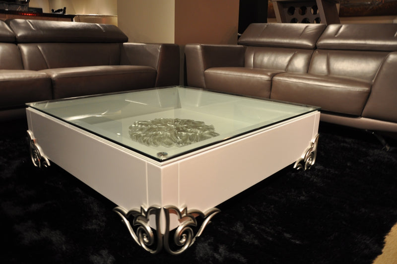 LS538 Emma Modern White Coffee Table w/ Glass Top — view 4