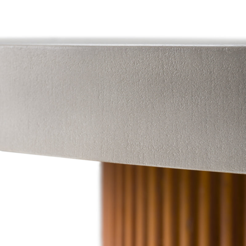 Duncan - Modern Faux Concrete + Walnut Round Dining Table — view 4
