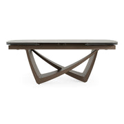 Dunster - Contemporary Beige Ceramic + Metallic Grey Extendable Dining Table — view 2