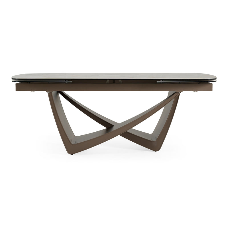Dunster - Contemporary Beige Ceramic + Metallic Grey Extendable Dining Table — view 2