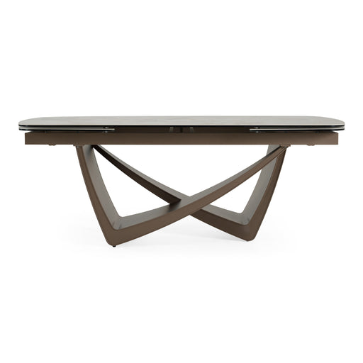 Dunster - Contemporary Beige Ceramic + Metallic Grey Extendable Dining Table — view 2