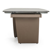 Dunster - Contemporary Beige Ceramic + Metallic Grey Extendable Dining Table — view 3